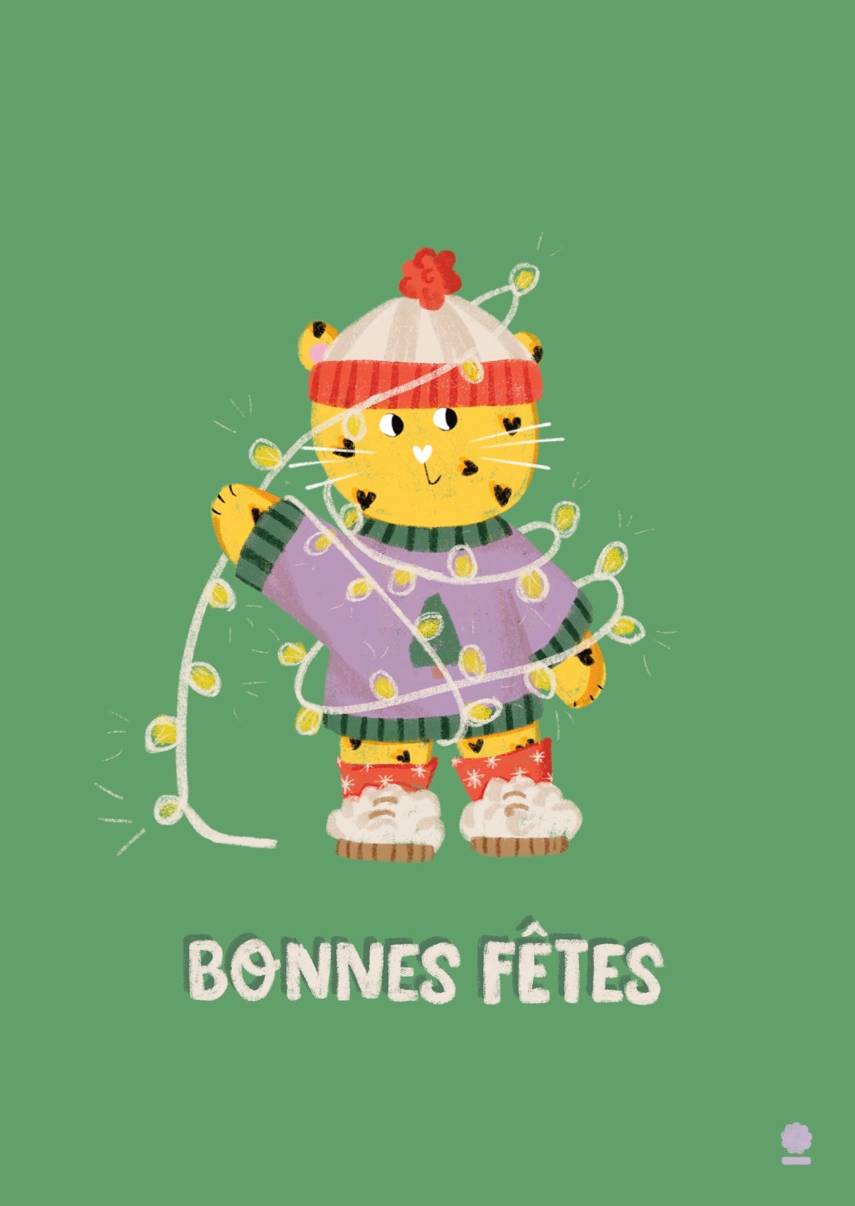 Noël - carte léopard emmêlé