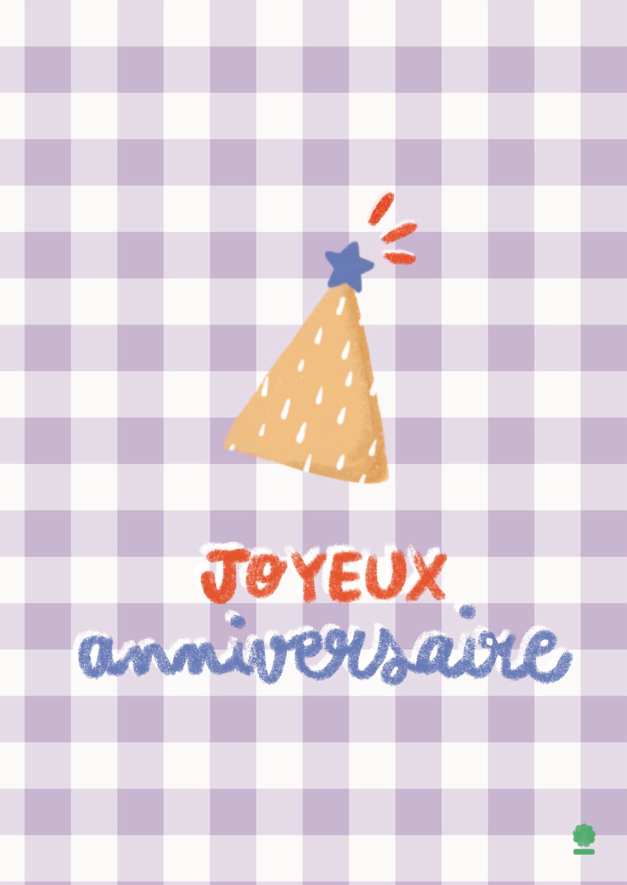 Illustrated Birthday Card - Vichy Hat