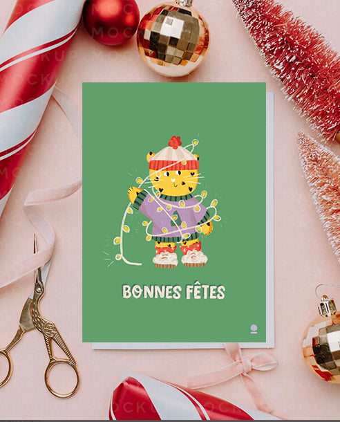 Noël - carte léopard emmêlé