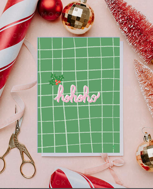Noël - carte hohoho vert