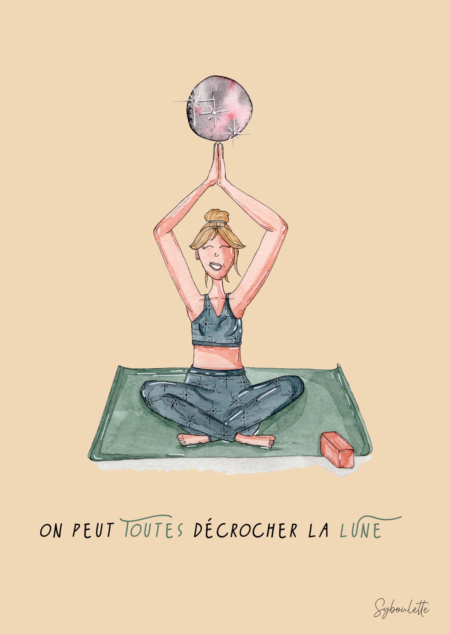 DÉCROCHER LA LUNE - affiche aquarelle