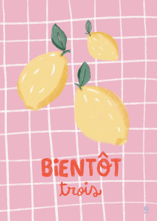 Illustrated pregnancy announcement card - Lemon