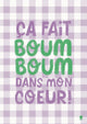 Carte d'amour illustrée - Boum Boum coeur
