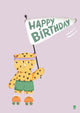 Carte d'anniversaire illustrée - Léopard  happy birthday