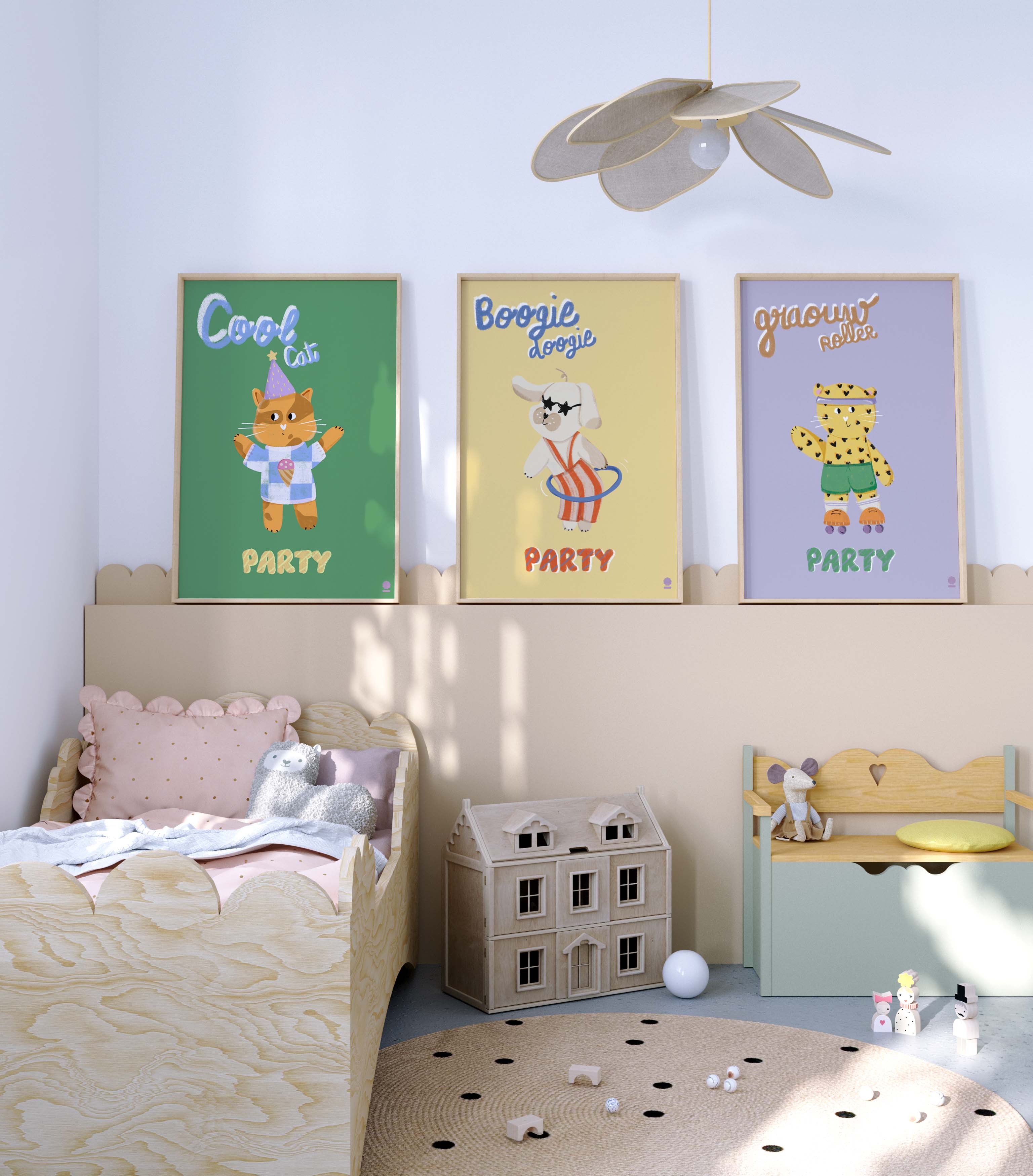 affiches poster chambres d'enfants animaux illustrations colorées syboulette