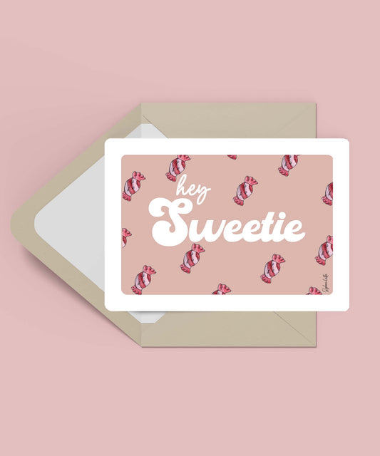 Carte hey sweetie- illustration bonbon