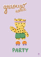 Carte léopard graou roller party