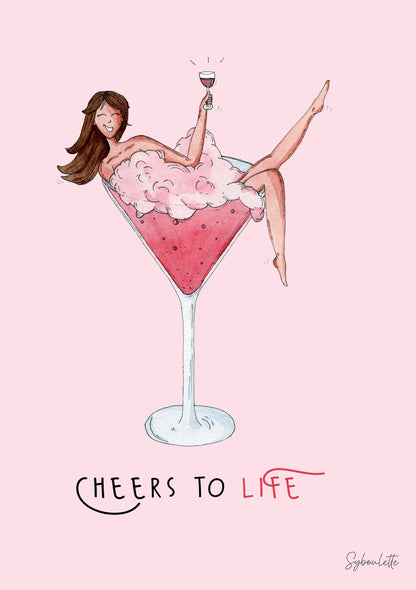 CHEERS TO LIFE - affiche aquarelle